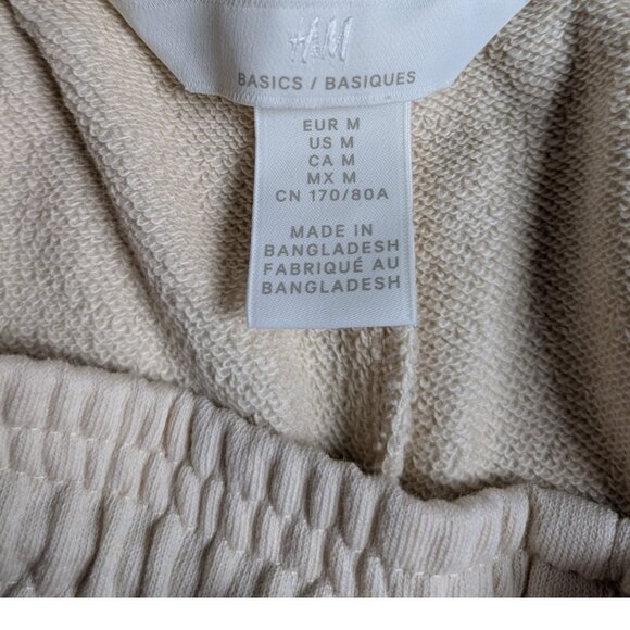 H&M Light Beige Sweatshorts with Adjustable Waist Tie Women Medium - Picture 8 of 8